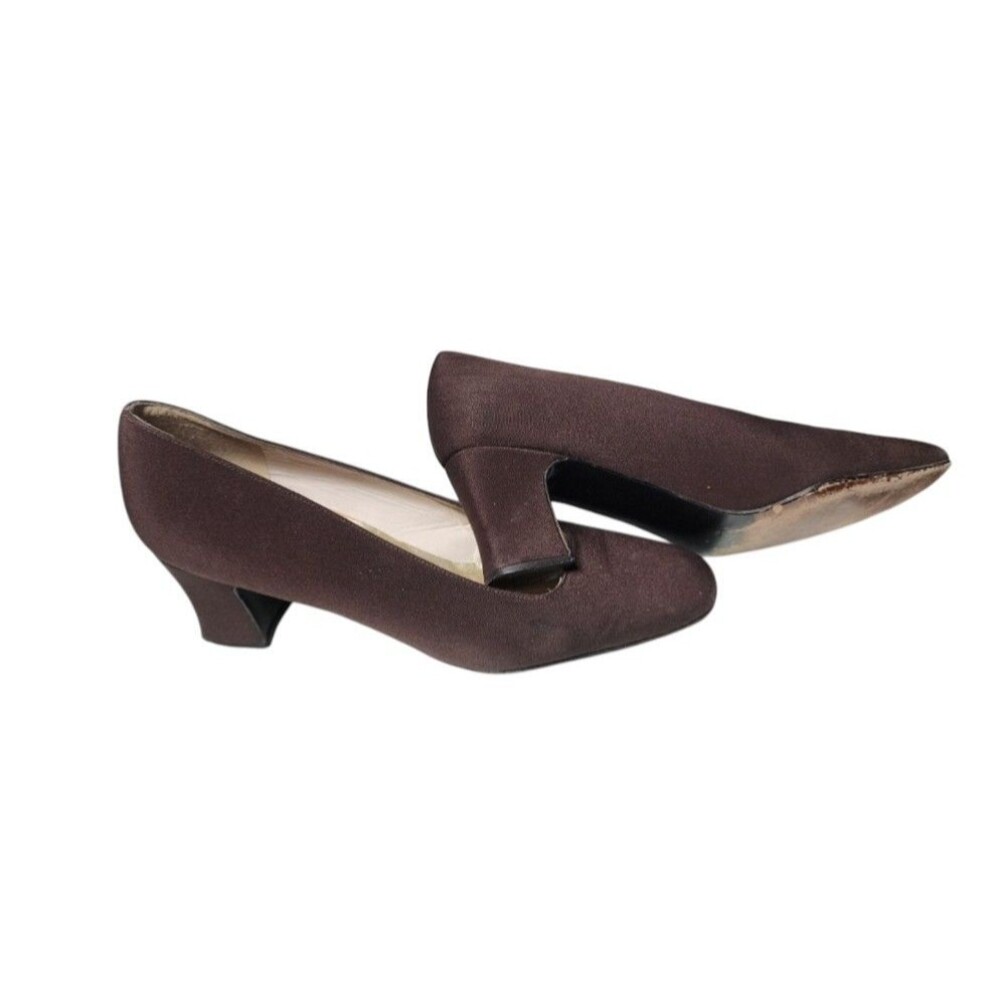 Stuart Weitzman Brown Fabric Heels Vintage Size 8N